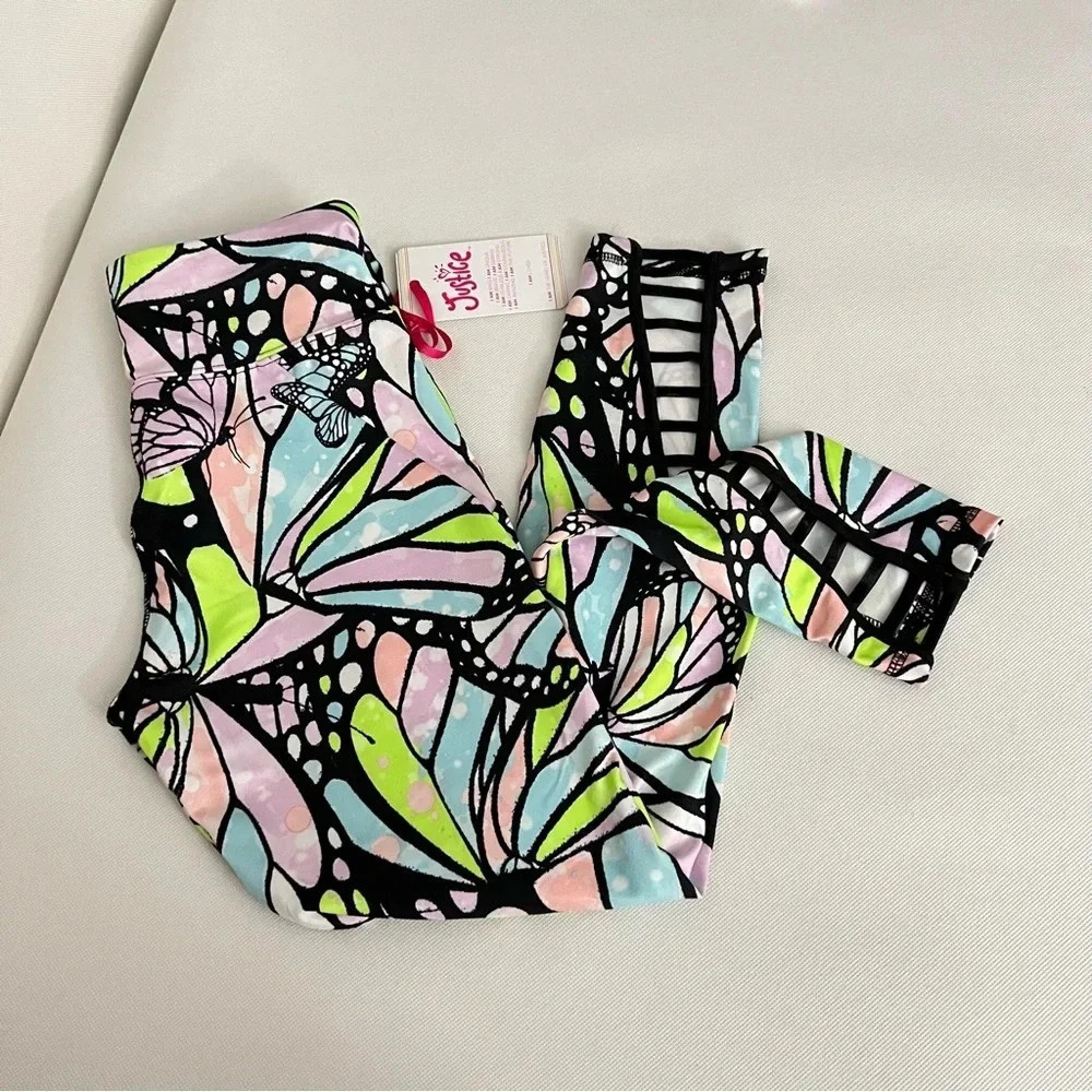 Justice Ankle Girls Butterfly Print Collection Legging Multicolored High Rise - Picture 1 of 13